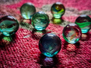I have seven beautiful marbles