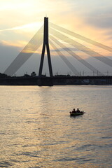 Obraz premium a large bridge over the river
