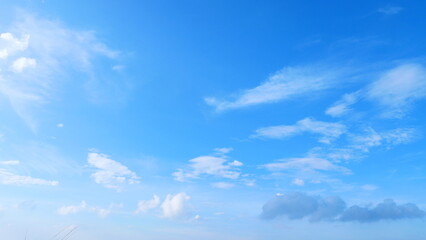 Fototapeta premium Bright blue sky with scattered beautiful clouds