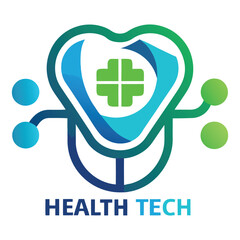Obraz premium health tech logo design on white background