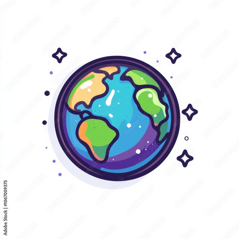 Poster save the planet icon on white background