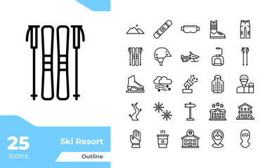 Ski Resort Outline Icons