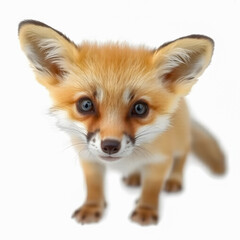 Obraz premium Cute fox looking at camera, isolated on a white background.