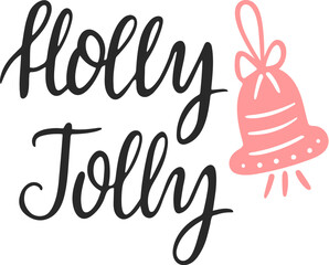 Holly Jolly lettering with Christmas bell.