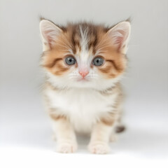 cute little kitten with blue eyes on white background, studio shot
