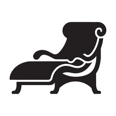 Chaise lounge silhouette on white background
