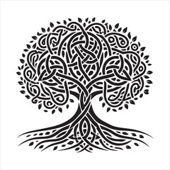 Fototapeta premium Celtic Tree of Life Clipart - Beautiful Silhouette Vector Illustration