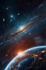 Outer Space Vivid image of galaxies, stars and planets. background, splash screen