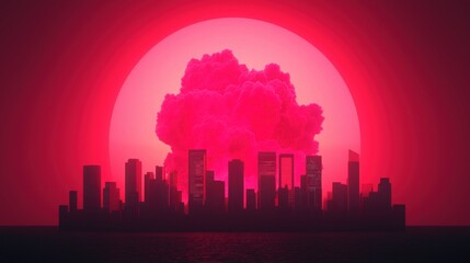 Fototapeta premium Digital Neon Explosion in a Cityscape