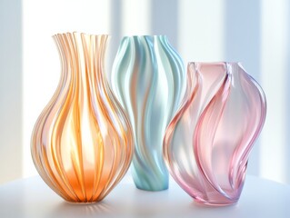 Serene Elegance in Glass: A Gradient JourneyWarmth to Coolness Embracing Serenity