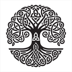 Fototapeta premium Celtic Tree of Life Clipart Design - Tree Beautiful Silhouette Vector Illustration
