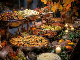 Fototapeta premium Thanksgiving Feast: Celebrating Abundance, Gratitude, and TogethernessAutumn Elegance