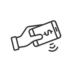 NFC payment, icon in line design. NFC, payment, contactless, mobile, wireless, transaction, tap on white background vector. NFC payment editable stroke icon