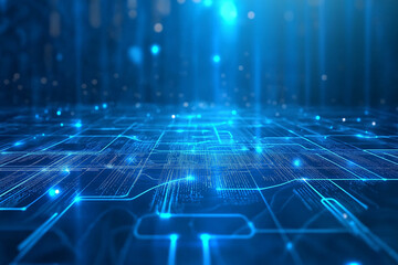 Obraz premium Digital fingerprint scanner on blue network technology 