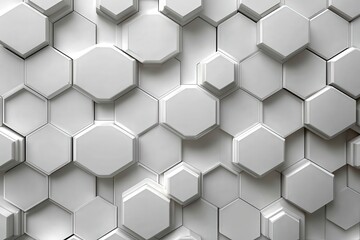 Fototapeta premium Abstract white background with hexagons and a technology concept, illustration design for a banner, wallpaper, or poster about science innovation and modern technologies. 