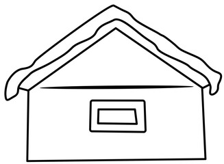 snowy house in winter Doodle element coloring page cartoon illustration