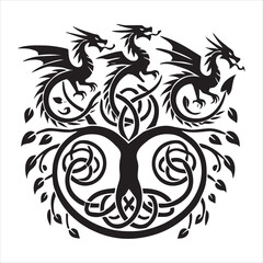 Obraz premium Celtic Tree of Life silhouette Clipart Design - Celtic tree Vector illustration