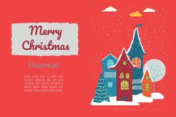 Obraz premium Merry Christmas and Happy New Year
