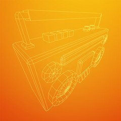 Retro Boombox outdated portable cassette tape recorder. Wireframe low poly mesh vector illustration.