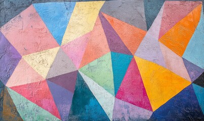 Colorful geometric pattern on a textured surface