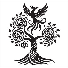Obraz premium Celtic Tree of Life silhouette Clipart Design - Celtic tree Vector illustration