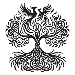 Celtic Tree of Life silhouette Clipart Design - Celtic tree Vector illustration