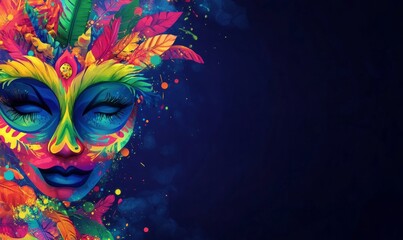 Dark blue background with vibrant Brazilian carnival banner template