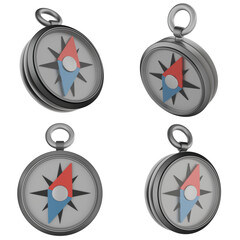 3D Metalic White Compass Isolated