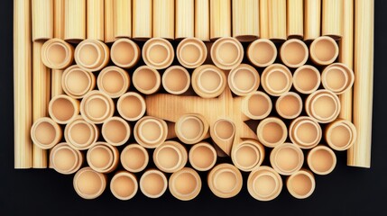 Bamboo straws arranged in star pattern, environmental awareness