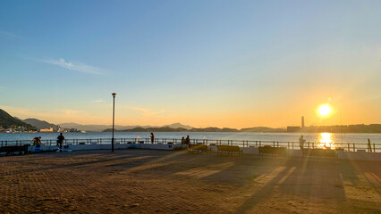 関門海峡を望む和布刈公園の夕景