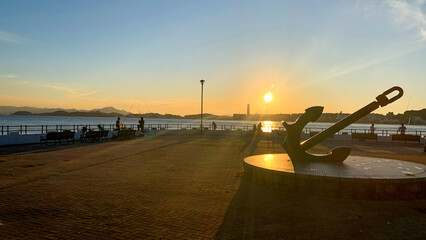 関門海峡を望む和布刈公園の夕景