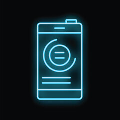 Blue neon smartphone showing loading symbol on black background