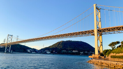 関門海峡を望む和布刈公園の夕景