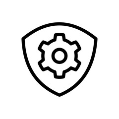 Icon Line Shield Gear setting. Outline style.