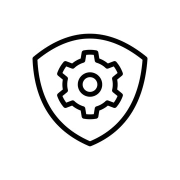 recommend clip art: Icon Line Shield Gear setting. Outline style.