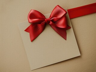 A beautifully wrapped gift with a red bow, perfect for the holiday season or birthdays.