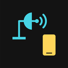 Icon Flat Color phone connecting satellite. Fill color style.