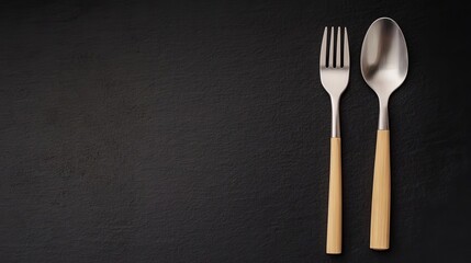 Reusable bamboo straw next to stainless steel spoon, sustainable cutlery