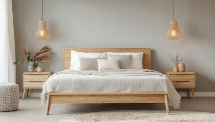 Stylish Scandinavian Bedroom with Natural Decor