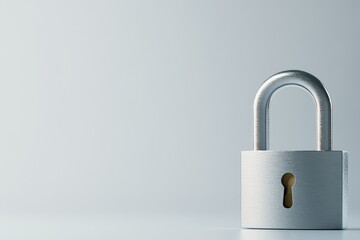 Fototapeta premium A Silver Lock With Keyhole Sitting on Plain White Surface.