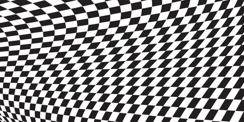 Black and white checkered pattern. Chess pattern. Black and white checkered background. 3D checkered wallpaper. vector illustration