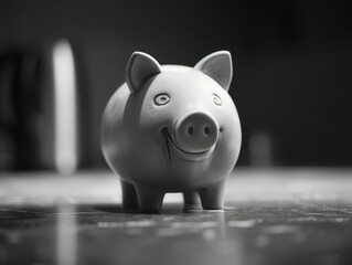 Fototapeta premium A piggy bank sitting on a table, symbolizing financial planning and investment for future goals.