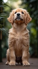 A playful golden retriever puppy.