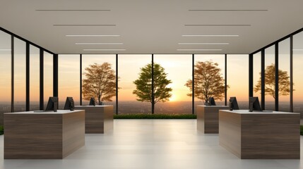 Obraz premium Expansive window illuminates interior with natural sunlight, a view of modern architectural design