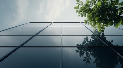 A solitary tree's resilient growth, captivating scene of nature's integration with modern architecture in an urban landscape