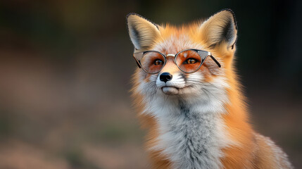 Obraz premium fox wearing vintage cat eye glasses exudes fashionable charm