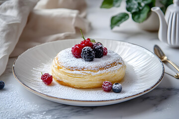 Artistic Plating of Galette des Rois with Berry Garnish  