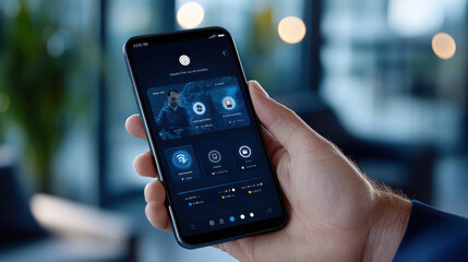 Smartphone displaying advanced user dashboard with dynamic features