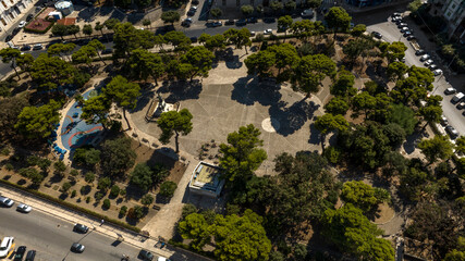 Fototapeta premium Aerial view of the municipal villa of the city of Molfetta, in the province of Bari, Puglia, Italy.