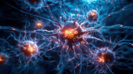 Obraz premium close up view of complex amoeba colony showcasing unique forms and vibrant colors